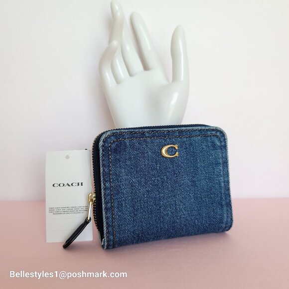 COACH Billfold Small Wallet in Denim -Deep Blue color ⭐ - Picture 2 of 16